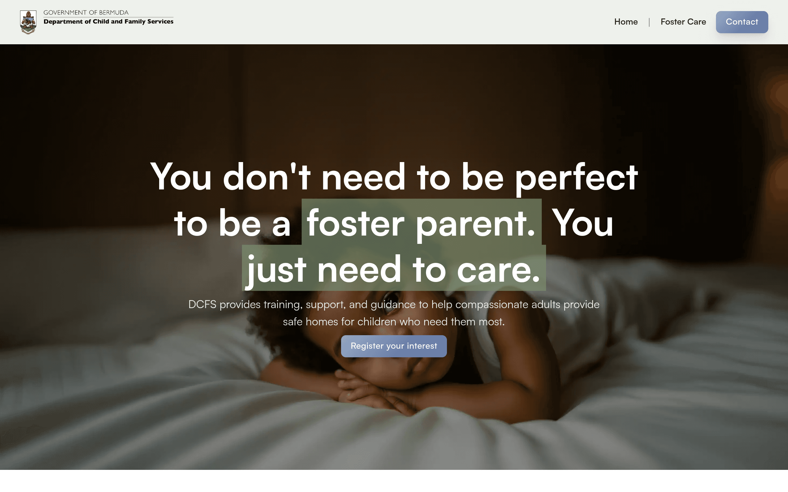 Government of Bermuda Department of Child and Family Services foster care website