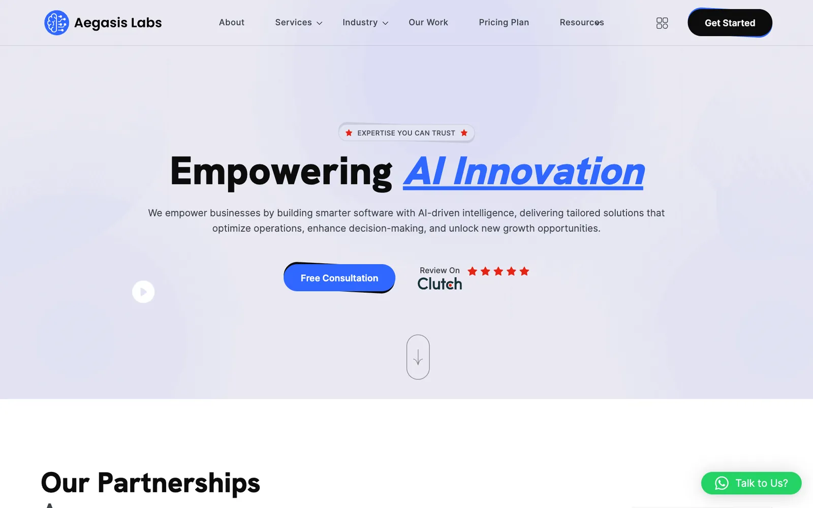 The Aegasis Labs website: Empowering AI innovation